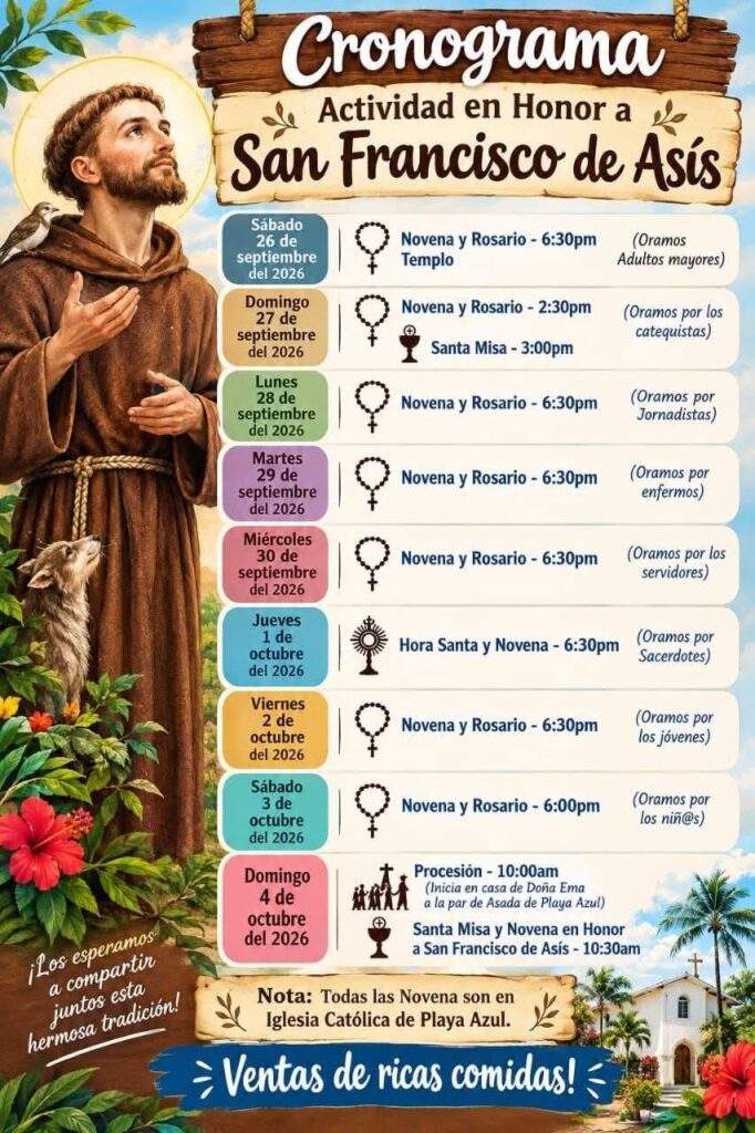 Novena a San Francisco de Asís 2026 — Playa Azul